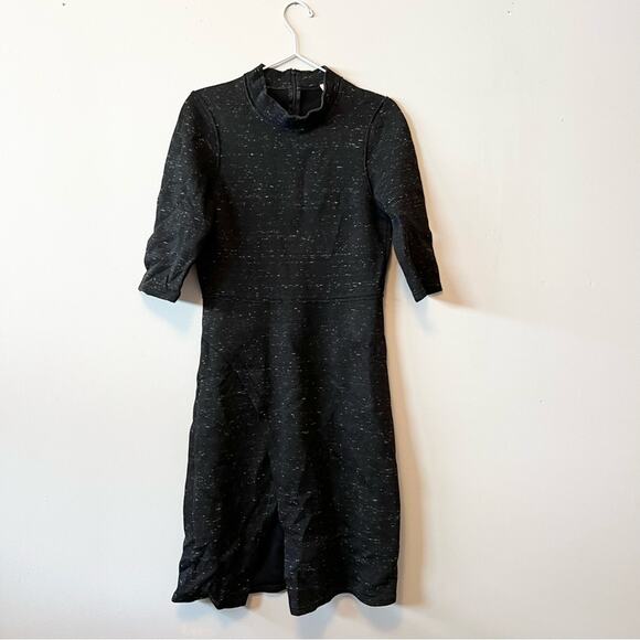 Sea New York dress wool blend mock neck charcoal grey space dye pattern shift - Picture 8 of 9